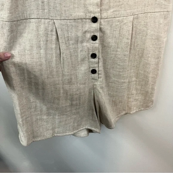 Madewell V Neck Button Down Linen Blend Romper - Picture 4 of 13